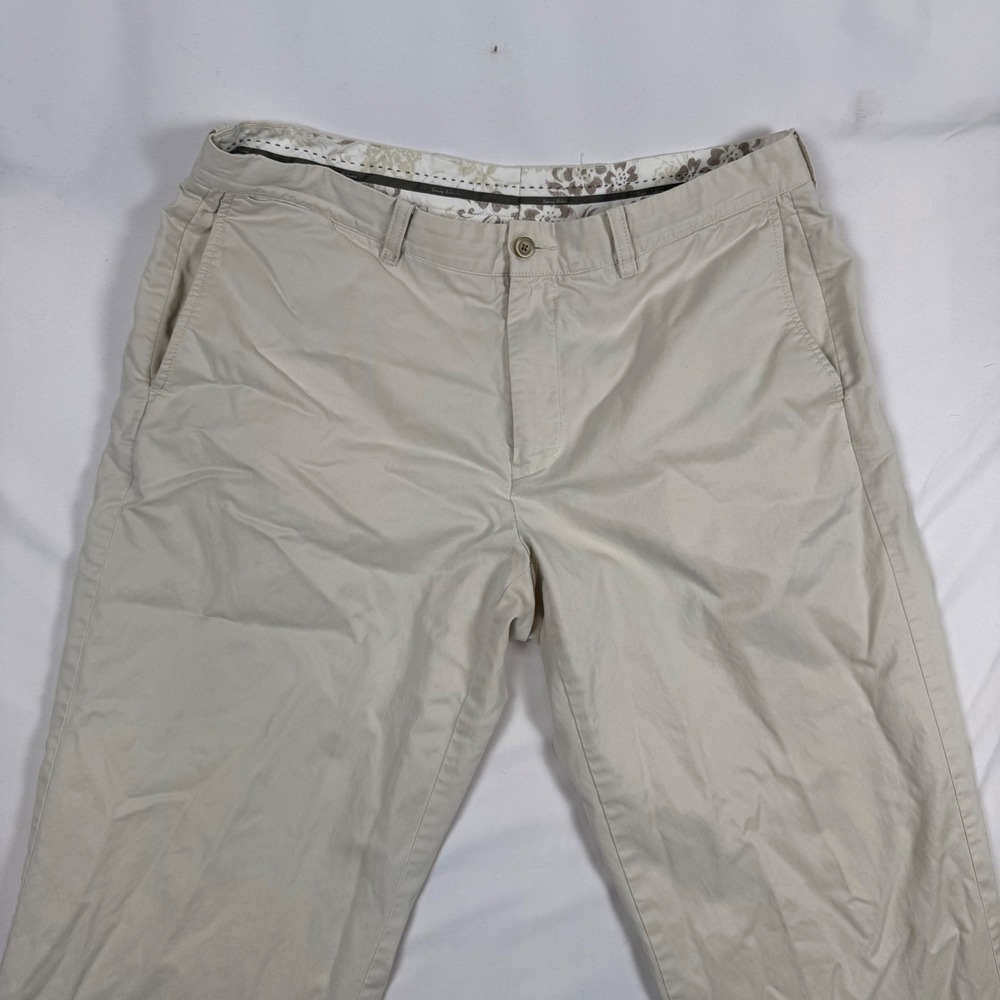 Tommy Bahama Mens 36x32 Beige Cotton Tencel Blend Straight Leg Chino Pants Khaki
